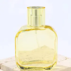 Botella de Perfume de 30ml de cristal amarillo personalizable, pulverizador chapado, botella de Perfume única