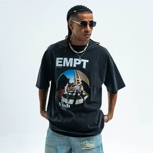 Streetwear High Quality 100% Cotton Heavyweight Oversize Drop Shoulder Boxy Custom <b>Silk</b> Screen Printing 3D <b>Mens</b> O-Neck T-<b>Shirt</b> - Product Image 4