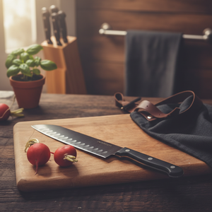 Mega linea Santoku coltello da Chef 20cm manico in legno acciaio inox 3 cr13 materiale per la cottura per uso cucina - Product Image 3