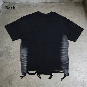 เสื้อยืดฮิปฮอปผู้ชายสไตล์ดิสเทรส ผ้าฝ้าย 100% เนื้อหนา ทรงโอเวอร์ไซส์ แฟชั่นหลวมๆ ขาดรุ่ย  เสื้อยืดถักสำหรับผู้ชาย - Product Image 3