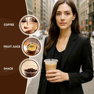 Couvre-boîtes plats de 12 oz, gobelets jetables avec couvercles pour café glacé, smoothie, Slurpee ou toute boisson froide - Product Image 2