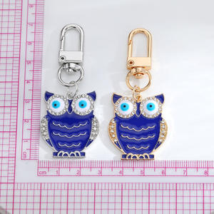 Gantungan Kunci gaya Vintage Retro, liontin mata setan berlian modis dengan Aloi minyak burung hantu logam perhiasan Retro - Product Image 4