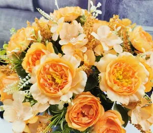 Flores artificiales grandes de seda blanca de gran venta para boda, flores rosas, flores silvestres