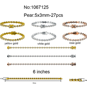 East-West Pear Lab Diamond Tennis <b>Bracelet</b> 10K white gold yellow gold rose gold <b>bracelet</b> - Product Image 2