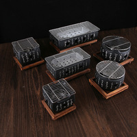 Barbecue japonais au charbon de bois, portable, en alliage d'aluminium, pour table, type Hibachi, Yakitori.