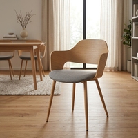 Fauteuil moderne en contreplaqué de chêne avec pieds en métal, assise rembourrée en tissu, chaise en bois courbé pour salle à manger, bureau à domicile, super confortable