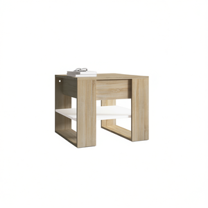 Petite table basse en bois d'ingénierie blanc et chêne Sonoma, design moderne et minimaliste, meubles de salon - Product Image 1