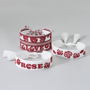 Braccialetti <span class=keywords><strong>all</strong></span>'ingrosso in fibra di cotone intrecciati a mano con nappe ricamate, regolabili, stile Boho, per bomboniere da donna - Product Image 3