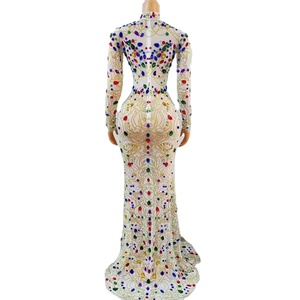 Tulle élastique à une plume, Sexy, moulante, gland transparent, costume de <span class=keywords><strong>d</strong></span>éfilé <span class=keywords><strong>d</strong></span>'hôte de discothèque - Product Image 1