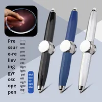 Stylo Gyro Lumineux Multifonctionnel à Pointe Fine (1,0 mm) pour Écriture, Décompression et Rotation, Stylo Bille Métallique Lumineux en Gros