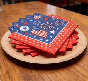 Serviettes en <span class=keywords><strong>papier</strong></span> jetables pour fête patriotique du 4 juillet, décoration de table, étoiles et rayures rouges, blancs et bleus, serviettes jetables pour la décoration du 4 juillet - Product Image 1