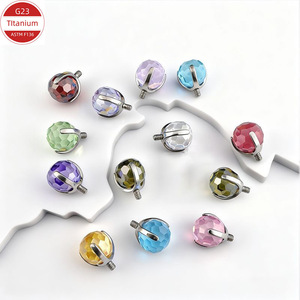 <b>Titanium</b> Ball <b>Stud</b> Earrings Prong Setting Disco Ball Style For Ear Cartilage Lip Tongue Eyebrow Piercing Jewelry - Product Image 1