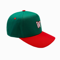Gorra de Béisbol de 5 Paneles Estructurada Verde y Roja de Dos Tonos al por Mayor con Logotipo Personalizado y Bordado 3D, Gorras Trucker OTTO para México