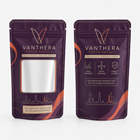 Sachet Doypack Mat Violet Personnalisé avec Fenêtre Transparente, Qualité Alimentaire, Stratifié, Refermable à Fermeture Éclair, pour Compléments en Capsules de Peptides