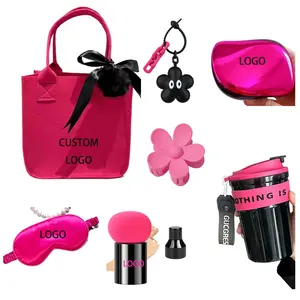 Custom Logo Fashion Bag Women Gift Set Wedding Party Favors Bridesmaid Gifts Hot Pink Business Promotion Gift Set