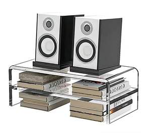 Support d'écran en acrylique à double couche, rehausseur d'<span class=keywords><strong>ordinateur</strong></span> transparent, organisateur de rangement de bureau - Product Image 3