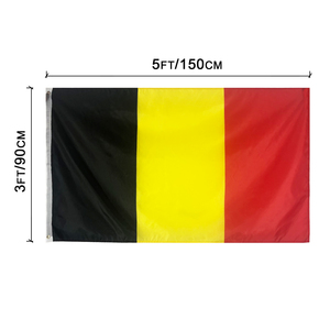 Venta al por mayor precio barato Nacional de Diseño en 100% poliéster bandera entrega rápida de impresión de pantalla de seda 3x5ft Bélgica bandera con ojales - Product Image 2