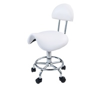 Tabouret Ergonomique pour Coiffeur, Chaise de Salon de Beauté, Hauteur Réglable, Tabouret à Roulettes en Cuir PU Robuste