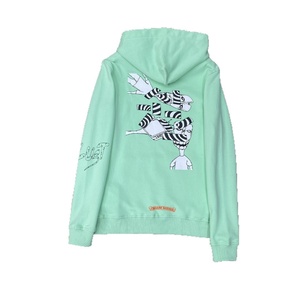 Felpa <span class=keywords><strong>con</strong></span> Cappuccio Invernale di Alta Qualità Chrome Heart Blu <span class=keywords><strong>con</strong></span> Stampa Lettering, in Cotone, <span class=keywords><strong>con</strong></span> Tasca, Vestibilità Ampia, Pullover - Product Image 5