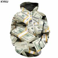 Sweat à capuche homme imprimé en 3D Dollar Style Harajuku sweat à capuche style hip hop pour l'automne