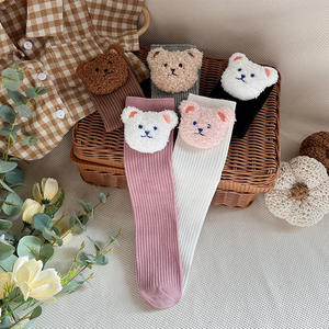 2022ins chaussettes pour enfants avec ours de dessin animé, sans talons, au-dessus du genou, bas moyen pour bébé - Product Image 1