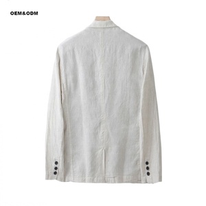 Hot New Men's <span class=keywords><strong>Casual</strong></span> Respirant Lin <span class=keywords><strong>Blazer</strong></span> Veste Lâche Bouton Unique Polaire Costume avec Fermeture À Glissière Plus La Taille pour L'été - Product Image 3