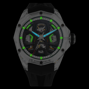 Montre mécanique squelette pour homme, boîtier en cristal saphir, bracelet en fluororubber, montre de sport de luxe - Product Image 6