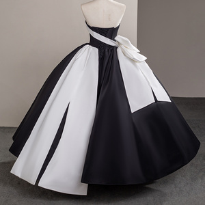 Vestidos de Noche Góticos Negros con Costuras Blancas, Vestidos de Tul sin Tirantes con Cordones, Vestidos de Novia de Gala Sfy04 - Product Image 3