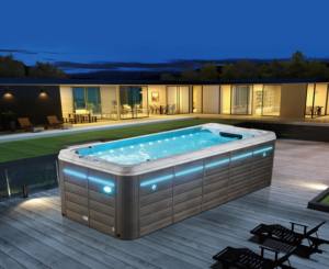 Piscina Infinita, Spa de Natación Acrílico para Exteriores con Sistema de Aislamiento, Bañera de Hidromasaje de 5.8m con Temperatura Constante y Función de Masaje - Product Image 6