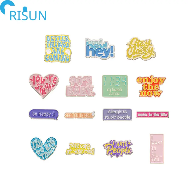 Wholesale Color Letter Love Enamel Pin Custom Logo Inspirational Sentence English Enamel Lapel Pins Badge Brooch in Stock