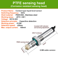 Capteur capacitif de liquide visqueux pour huile moteur, colle, peinture, lubrifiant, détecteur, transducteur de commutation, sortie PEEK/PTFE, pièce de détection