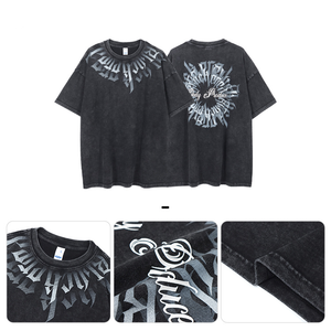 Personnalisé été Original nouveau produit à manches courtes lavé artisanat Style rétro imprimé coupe ample hommes T-Shirt - Product Image 5