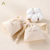 Auralux Personnalisé Logo Éco-Biodégradable Petit Sac en Coton à Cordon pour Emballage de Bijoux Pochette à Bijoux