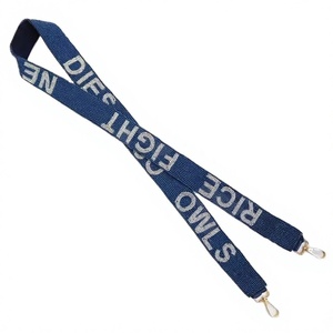 CRYSTAL CRAFT Correa de Moda con Texto en Relieve STMO RICE FIGHT DIEC EN, Bolso de Mano con Cuentas y Hebilla Ajustable, Ecológico, Azul - Product Image 1