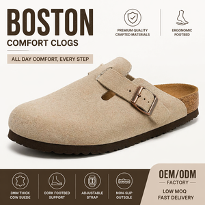 Zuecos de EVA con entresuela de madera de marca de diseñador populares, cómodos, con parte superior de ante de vaca, para hombre y mujer, al por mayor - Product Image 6
