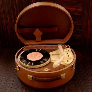 Lecteur de disques vinyle portable vintage de haute qualité, lecteur de cassettes, lecteur de disques vinyle avec poignée - Product Image 3