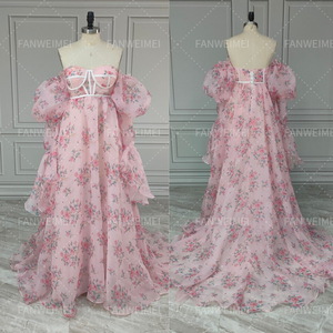 <span class=keywords><strong>Vestido</strong></span> <span class=keywords><strong>de</strong></span> maternidad con estampado <span class=keywords><strong>de</strong></span> tul 14509 # para sesión <span class=keywords><strong>de</strong></span> fotos manga extraíble hasta el suelo vestidos <span class=keywords><strong>de</strong></span> noche para embarazadas con cordones en la espalda - Product Image 4