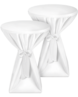 Beautissu Lot de 2 Housses de Table Bistro Premium Opaques Antidérapantes Infroissables en Polyester |   Ruban blanc de 80 cm, lavable, Giulia