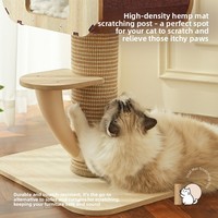 Arbre à chat combiné avec lit, style cabane en bois, structure d'escalade, résistant aux griffures, en panneau de bois densifié sans fibres, 2 niveaux