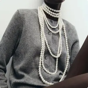 4 шт./комплект, новое богемное винтажное многослойное ожерелье с бусинами черного и белого цвета с имитацией жемчуга