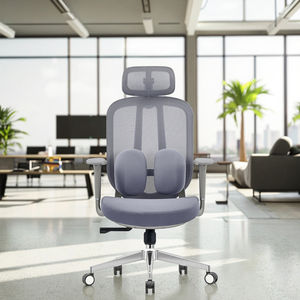 Silla de Oficina Ejecutiva Ergonómica Contemporánea de Respaldo Alto en Oferta, con Malla de Tela, Reposacabezas Ajustable, Base Giratoria Cromada y Pistón de Gas Clase 3 - Product Image 1