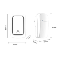Sonnette sans fil blanche avec bouton-poussoir, compatible EU/US/UK, étanche, intelligente, sans pile, sonnette cinétique