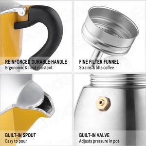 Mini macchina per caffè Espresso piano cottura, produce vero caffè italiano, Moka Pot 3 tazze in alluminio, colore grigio - Product Image 6