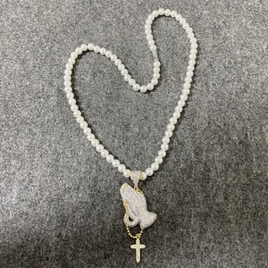Dainty – collier en pierres <span class=keywords><strong>de</strong></span> zircone cubique glacées, pendentif <span class=keywords><strong>de</strong></span> mains <span class=keywords><strong>de</strong></span> <span class=keywords><strong>prière</strong></span> paring, chapelet, pendentif <span class=keywords><strong>de</strong></span> croix - Product Image 4