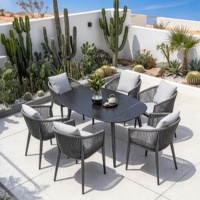 Ensembles de table et chaises d'extérieur en corde PE tressée, imperméables, résistantes au soleil et durables pour jardin, patio et hôtel