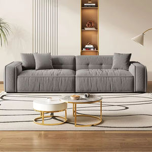 Ensemble de canapés d'angle modulaires carrés de luxe en velours avec structure en bois massif et rembourrage en éponge pour salon et appartement - Product Image 3