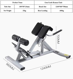 <span class=keywords><strong>Chaise</strong></span> romaine pliable réglable avec cadre métallique pour exercices de sit-up et extension du dos – Équipement professionnel d'entraînement de force - Product Image 6