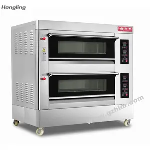 HLY-204-NM Dubbeldeks 4 Trays Glazen Deur Gas Oven Brood Bakkerij Oven