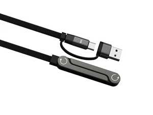 240W 编织式快速充电线，USB-C+USB-A 线，耐用且可折叠的充电线，用于数据同步，内置可调节手机支架 - Product Image 5
