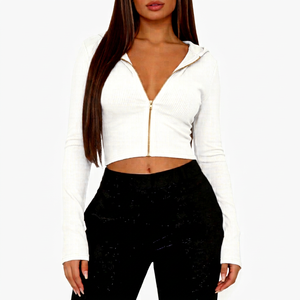 Custom Women's Winter <b>Cropped</b> <b>Zip</b>-<b>Up</b> Hoodie with Full Front Zipper Personalized Logo Casual Streetwear Boutique Collections - Product Image 1